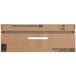 A brown cardboard box with a hole in the middle containing white 16" handle cuff tamper evident bag seals with black text.
