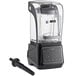 An AvaMix Apex commercial blender with a black lid and a black handle.
