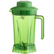A green AvaMix blender jar with a green lid.