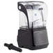 An AvaMix Apex commercial blender with a black lid and black handle on a clear container.