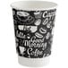 A black and white Choice paper hot cup with white text on it.