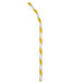 A yellow and white striped Aardvark paper straw.