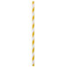 A yellow and white striped paper straw.