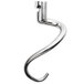 A stainless steel curved dough hook attachment for an Estella mixer.