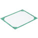 A white rectangular object with green border.