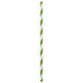 A green and white striped Aardvark Eco-Flex paper straw.