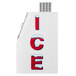 A white box with red letters and a white vent that says "Ice" in red letters.