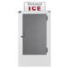 A white Leer ice merchandiser with a galvanized steel door.