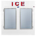 A white rectangular Leer ice merchandiser with two glass doors.