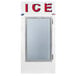 A white glass door with the word "ice" on it.