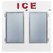 A Leer ice merchandiser with two glass doors containing ice.
