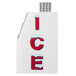 A white Leer ice merchandiser with red letters and a white vent.