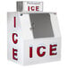 A galvanized steel cabinet door with the word "ice" in red.