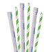 A group of green and white striped Aardvark paper straws.