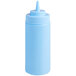 A light blue plastic Choice wide mouth squeeze bottle with a white lid.