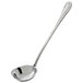 An Acopa stainless steel ladle with a long handle and spout.