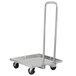 A silver metal Vesture industrial folding cart with wheels and a handle.