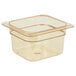 A clear plastic Carlisle food pan with a lid.