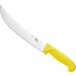 A Choice cimeter knife with a yellow handle.