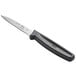 A Choice paring knife with a black handle.