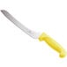 A Choice bread knife with a yellow handle.