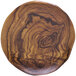 An Elite Global Solutions wood grain melamine plate with a swirl pattern.