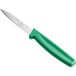A Choice paring knife with a green handle.