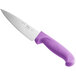 A purple Choice 6" chef knife with a purple handle.