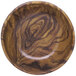A close-up of an Elite Global Solutions wood grain melamine bowl with a swirl pattern.