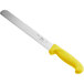 A Choice 10" serrated bread knife with a yellow handle.