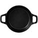 A black Elite Global Solutions faux cast iron fry pan with two handles.