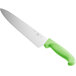 A Choice 10" Chef Knife with a neon green handle.
