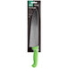 A Choice 10" chef knife with a neon green handle in a package.