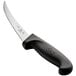 A Choice curved stiff boning knife with a black handle.