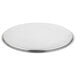 A white plate with a Vollrath Wear-Ever aluminum pot / pan cover with a silver handle.