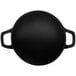 A black melamine wok with two handles.