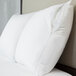 A white Protect-A-Bed pillow protector on a white pillow.