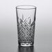 A close-up of a Pasabahce Timeless Vintage highball glass with a diamond pattern.