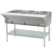 An Eagle Group stainless steel natural gas steam table warmer with three pans.