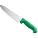 A Choice 8" chef knife with a green handle.