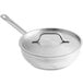 A silver Vigor stainless steel saucier pan with a lid.