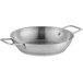 A silver Vigor stainless steel fry pan with two handles.