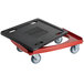 A red and black CaterGator dolly with wheels.