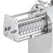 An Avantco stainless steel meat tenderizer machine with metal blades and a white cylinder with metal circles.