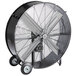 A large black TPI fixed belt drive drum fan with wheels.