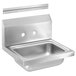 A Vollrath stainless steel hand sink with a rectangular bottom and a hole for a faucet.