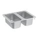 A silver tray with two 22-gauge stainless steel bowl compartments.