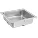 A stainless steel square Vollrath drop-in sink with a drain.