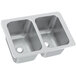 A stainless steel Vollrath drop-in double sink with 2 compartments.