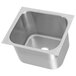 A Vollrath stainless steel sink with a square bottom and a drain hole.